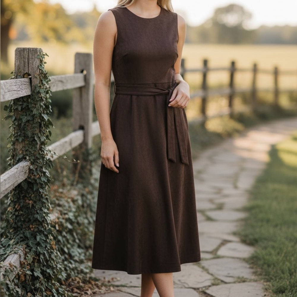 Calvin Klein Chocolate Brown Midi Dress